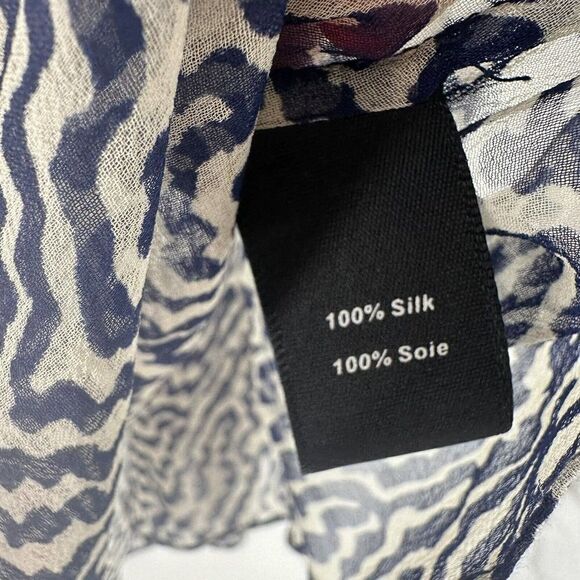 Elizabeth And James Top 100% Silk Long Balloon Sleeve Draped Size M Blue Blouse - Picture 7 of 7